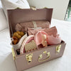 Custom gift trunk small size for newborn, filled with baby essentials and personalised items - Babyboo prints