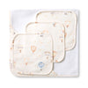Soft Up & Away organic hooded baby towel made from absorbent organic cotton with a sweet hot air balloon print, perfect for newborn bath time and keeping babies warm after bathing.