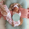 Alice’s Tea Party Organic Jersey Wrap & Topknot Set - BabyBoo Prints