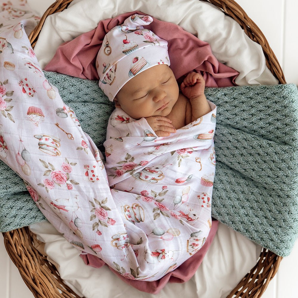 Alice’s Tea Party Organic Muslin Wrap - BabyBoo Prints