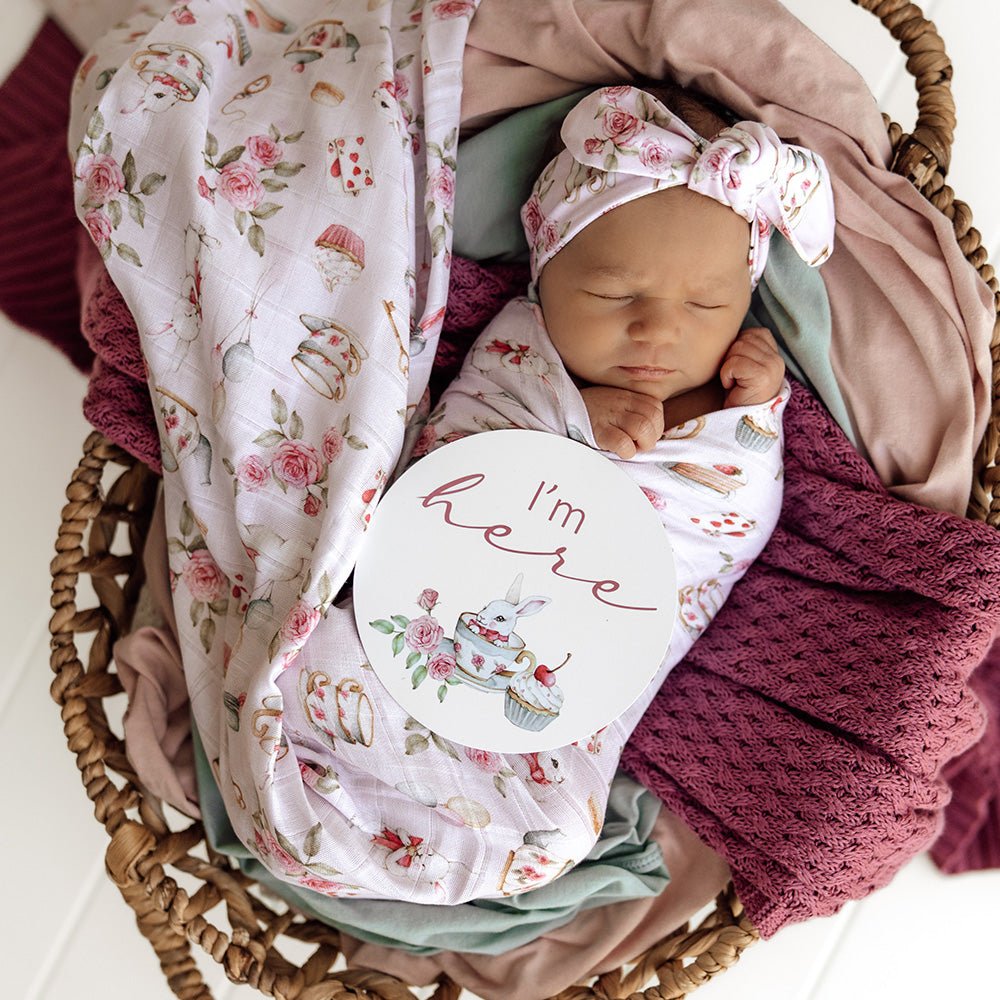 Alice’s Tea Party Organic Muslin Wrap - BabyBoo Prints