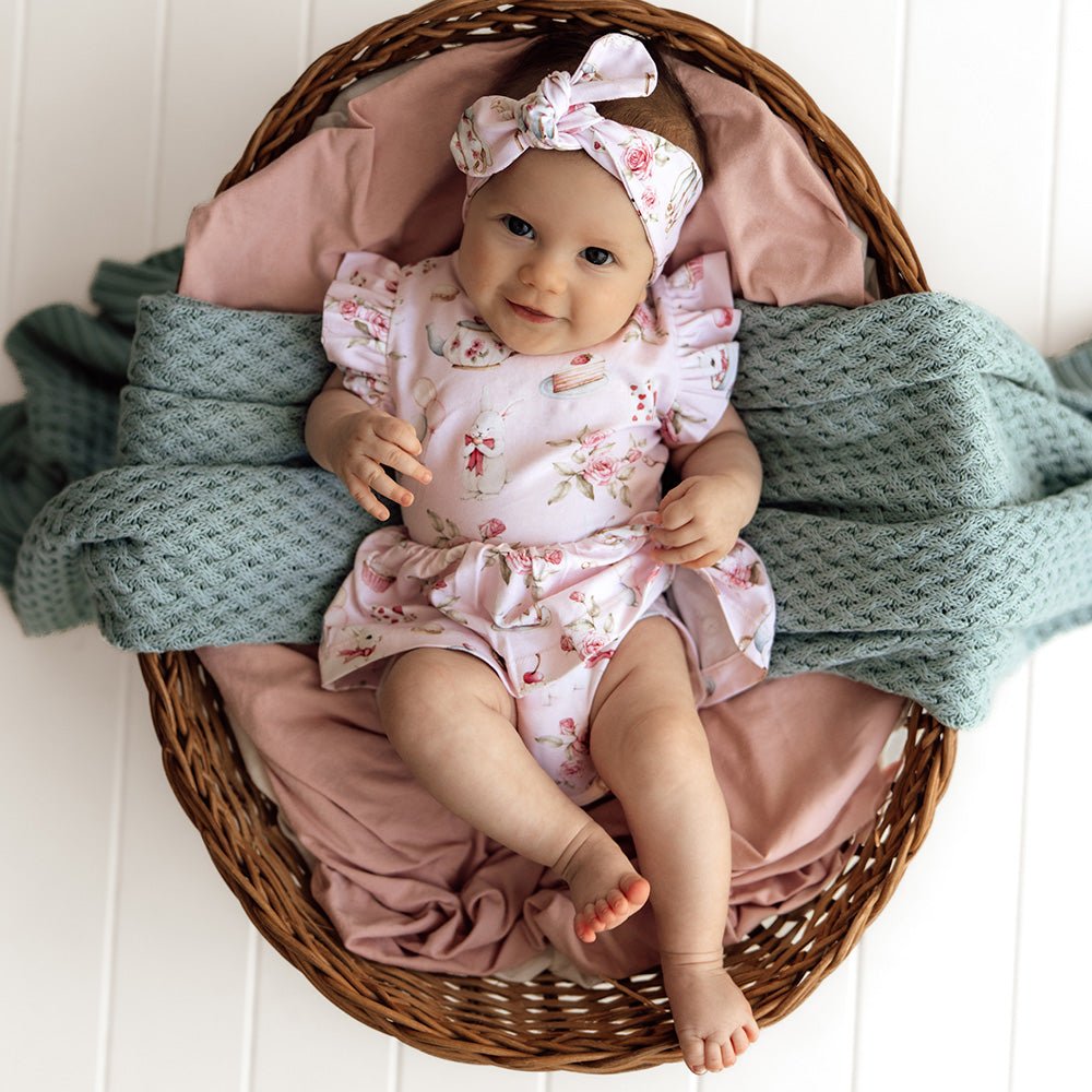 Alice’s Tea Party Short Sleeve Organic Dress - BabyBoo Prints