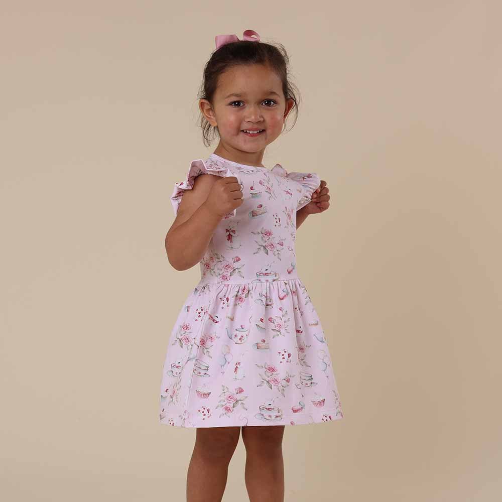 Alice’s Tea Party Short Sleeve Organic Dress - BabyBoo Prints