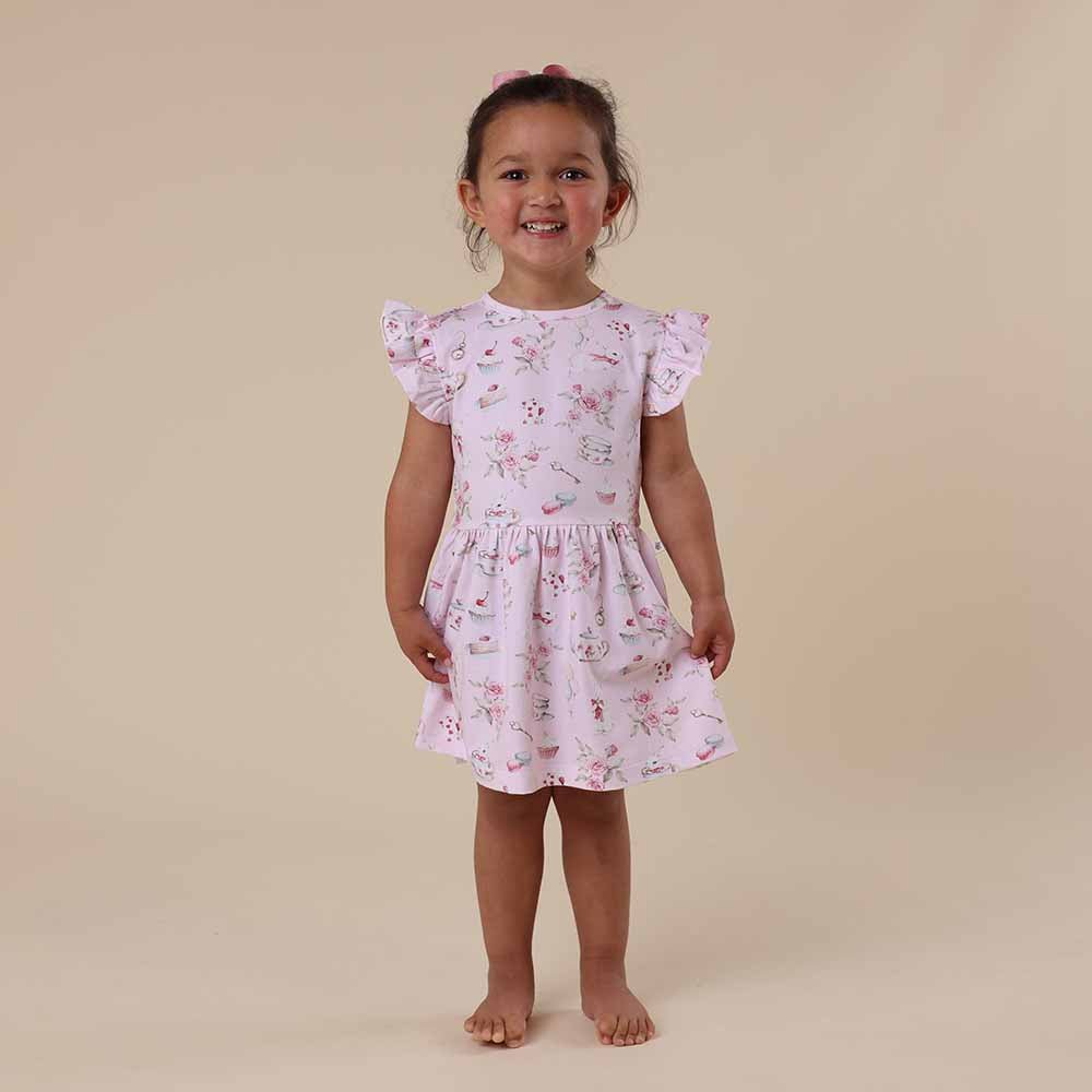 Alice’s Tea Party Short Sleeve Organic Dress - BabyBoo Prints