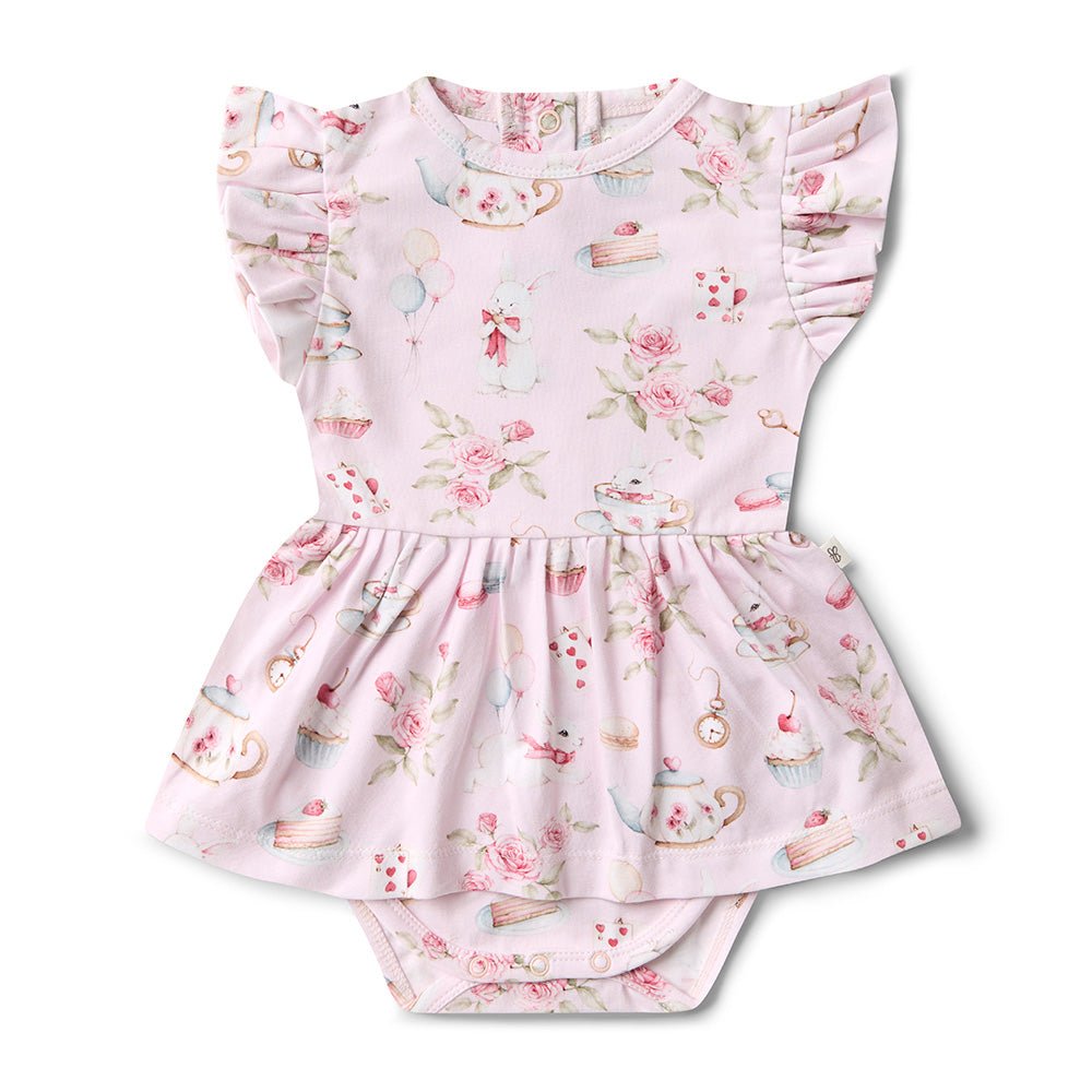 Alice’s Tea Party Short Sleeve Organic Dress - BabyBoo Prints