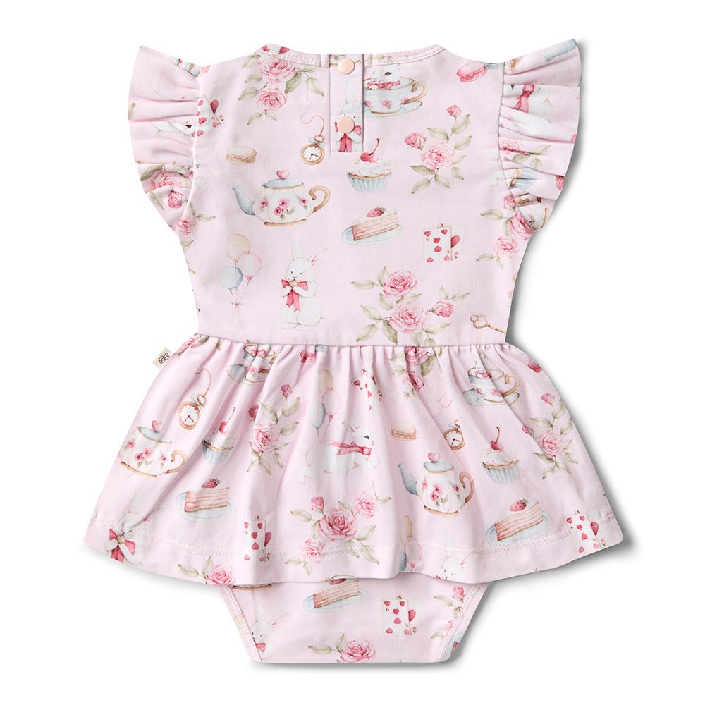 Alice’s Tea Party Short Sleeve Organic Dress - BabyBoo Prints