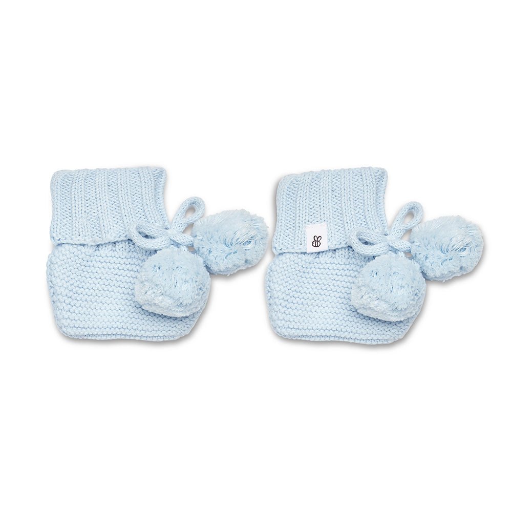 Baby Blue Organic Cotton Knit Booties - BabyBoo Prints