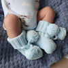 Baby Blue Organic Cotton Knit Booties - BabyBoo Prints