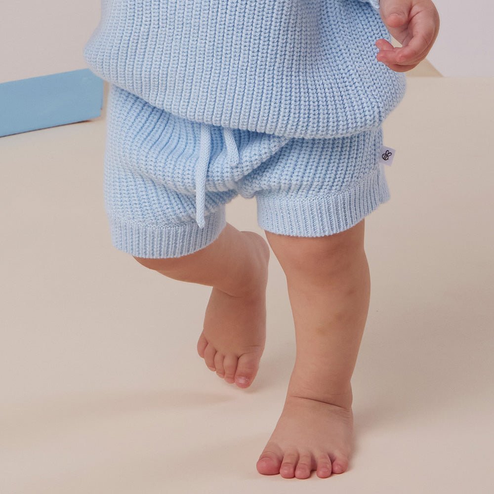 Baby Blue Oversized Cotton Knit Jumper - BabyBoo Prints