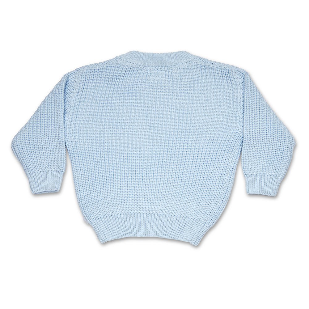 Baby Blue Oversized Cotton Knit Jumper - BabyBoo Prints