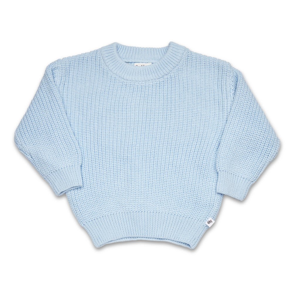 Baby Blue Oversized Cotton Knit Jumper - BabyBoo Prints