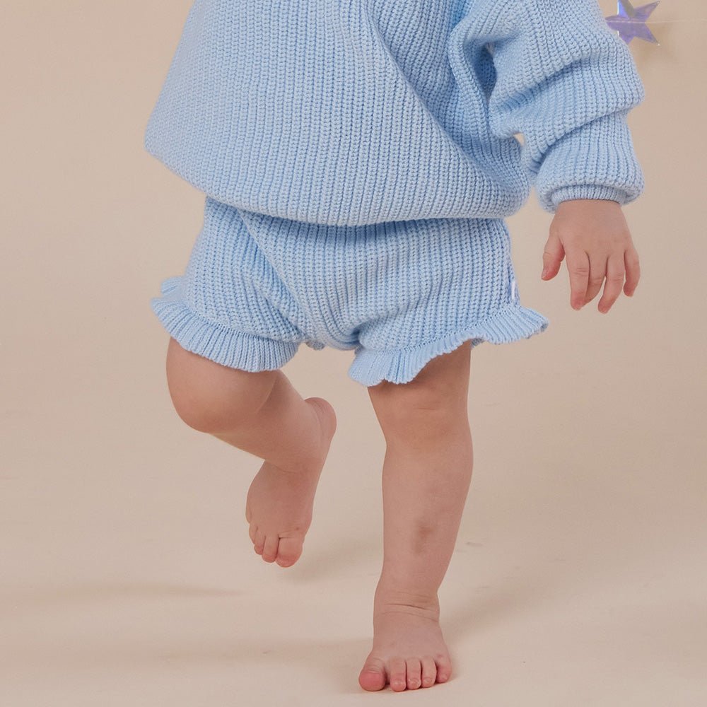 Baby Blue Oversized Cotton Knit Jumper - BabyBoo Prints