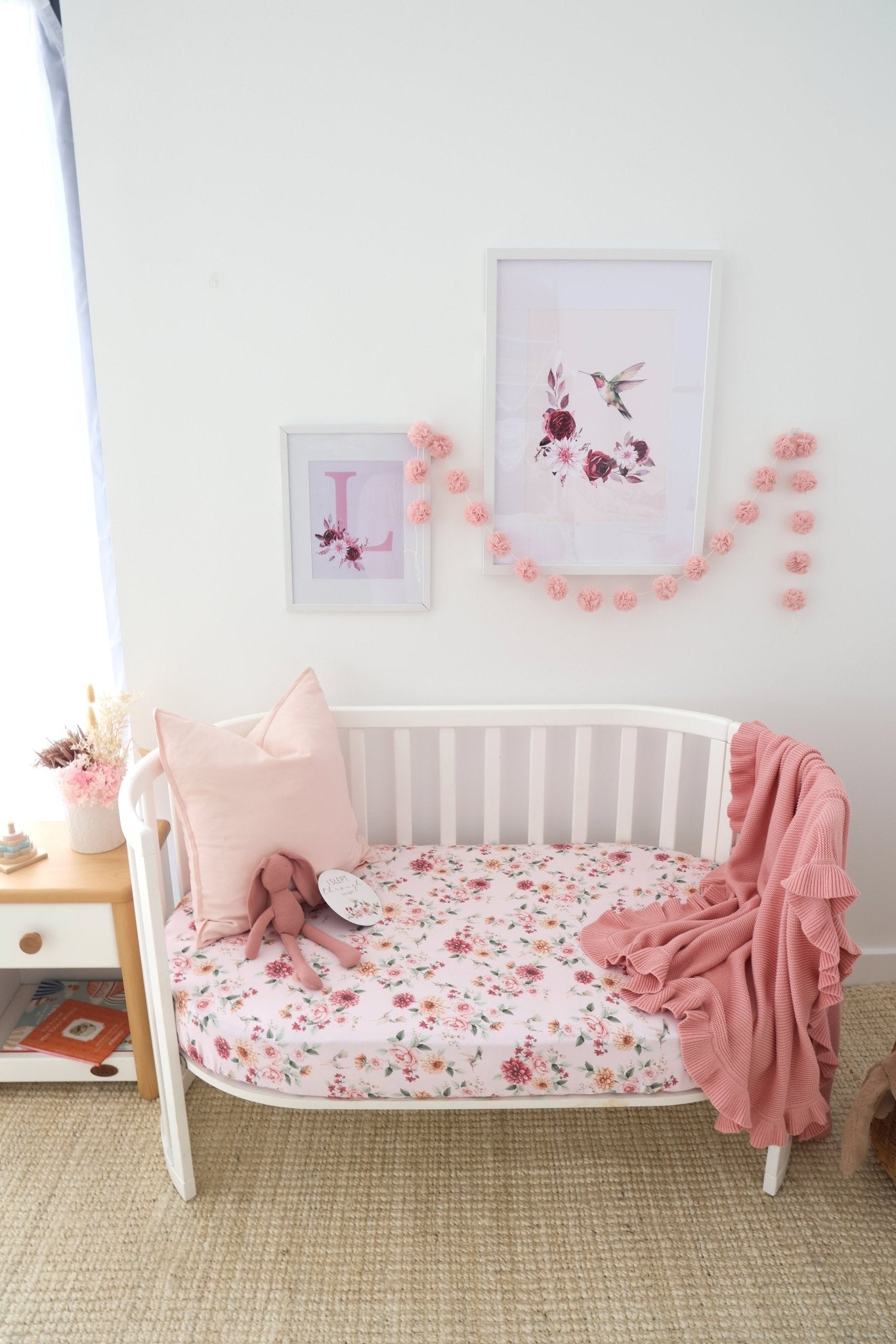 Birds & Blooms Organic Fitted Cot Sheet - BabyBoo Prints