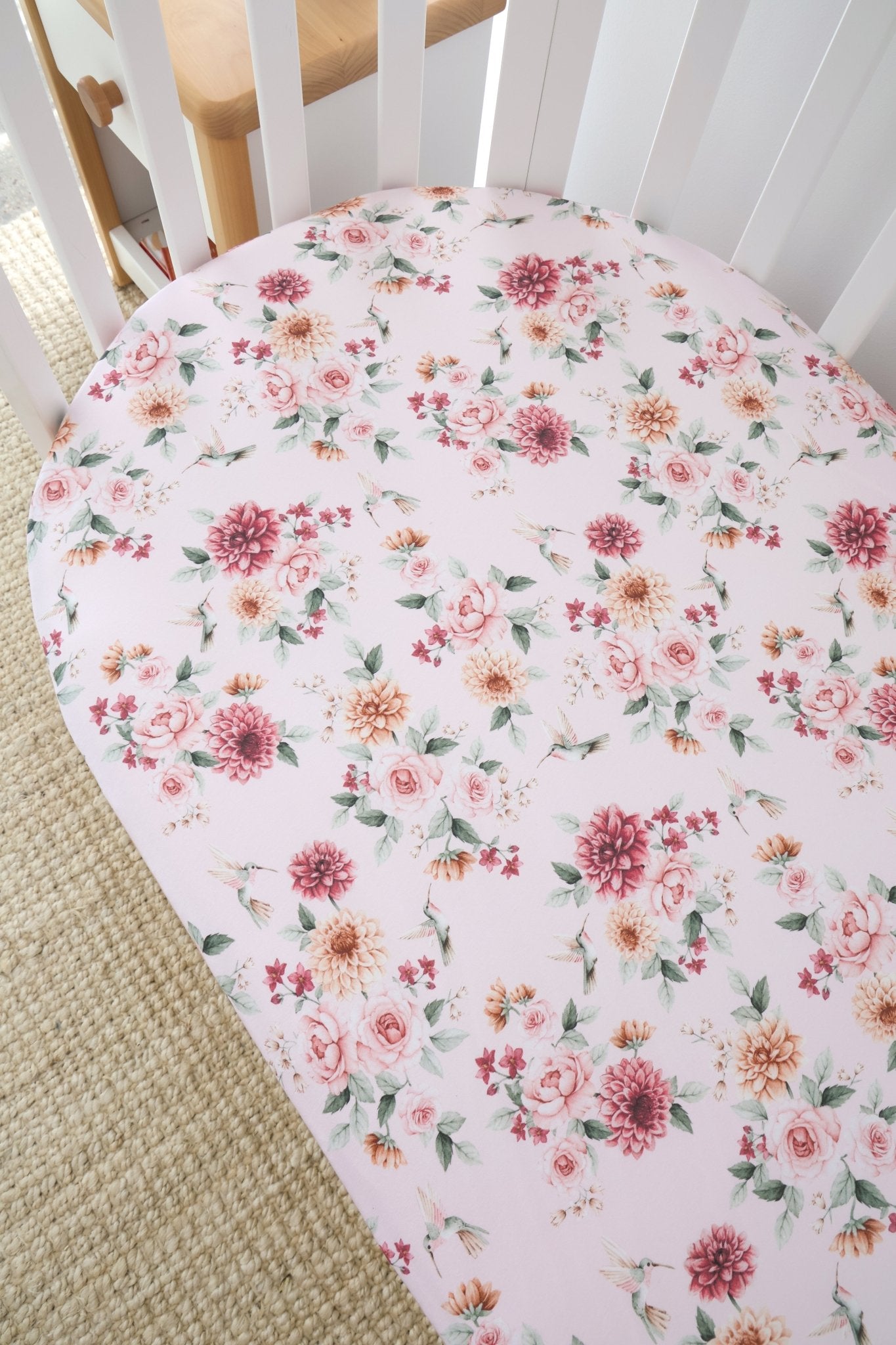 Birds & Blooms Organic Fitted Cot Sheet - BabyBoo Prints