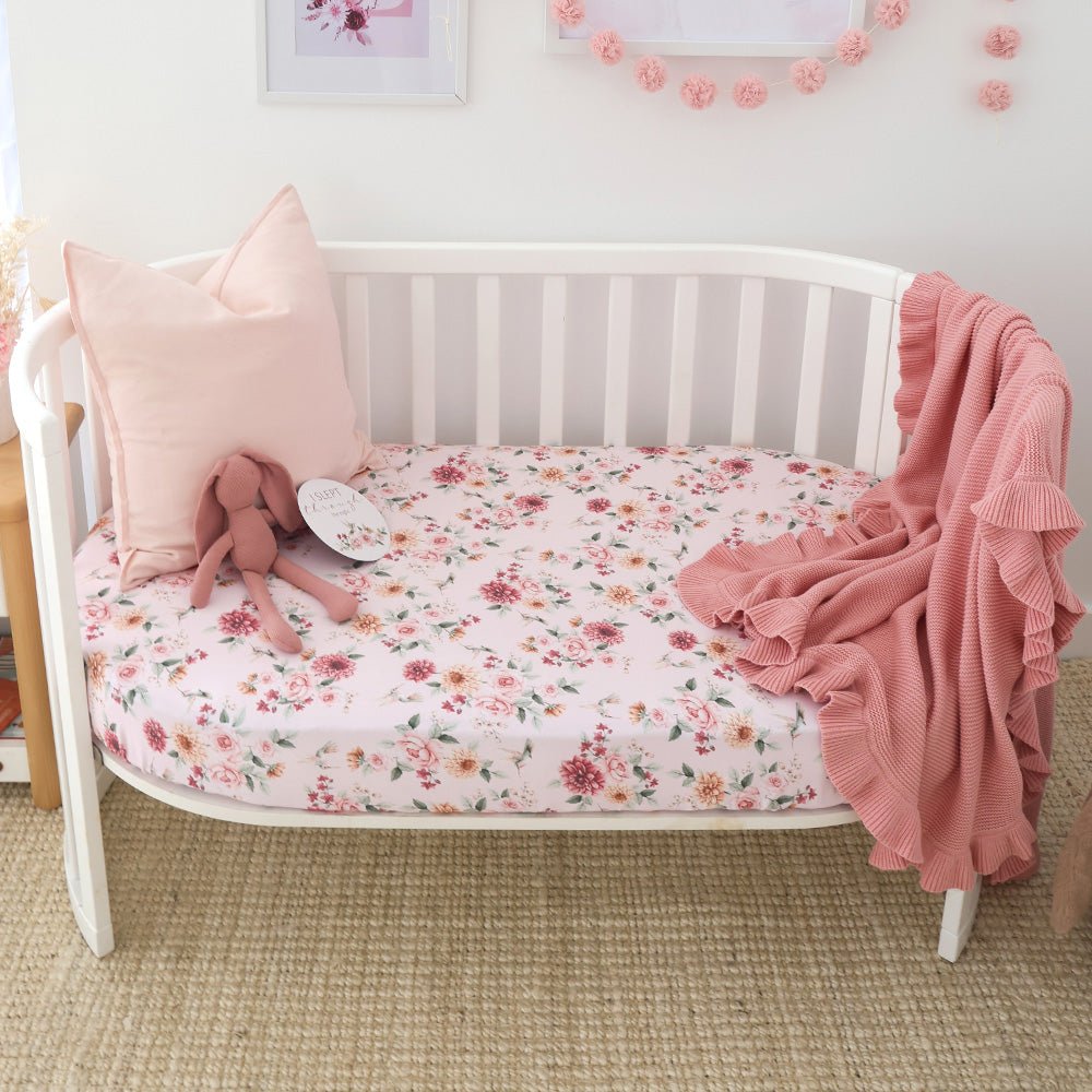 Birds & Blooms Organic Fitted Cot Sheet - BabyBoo Prints