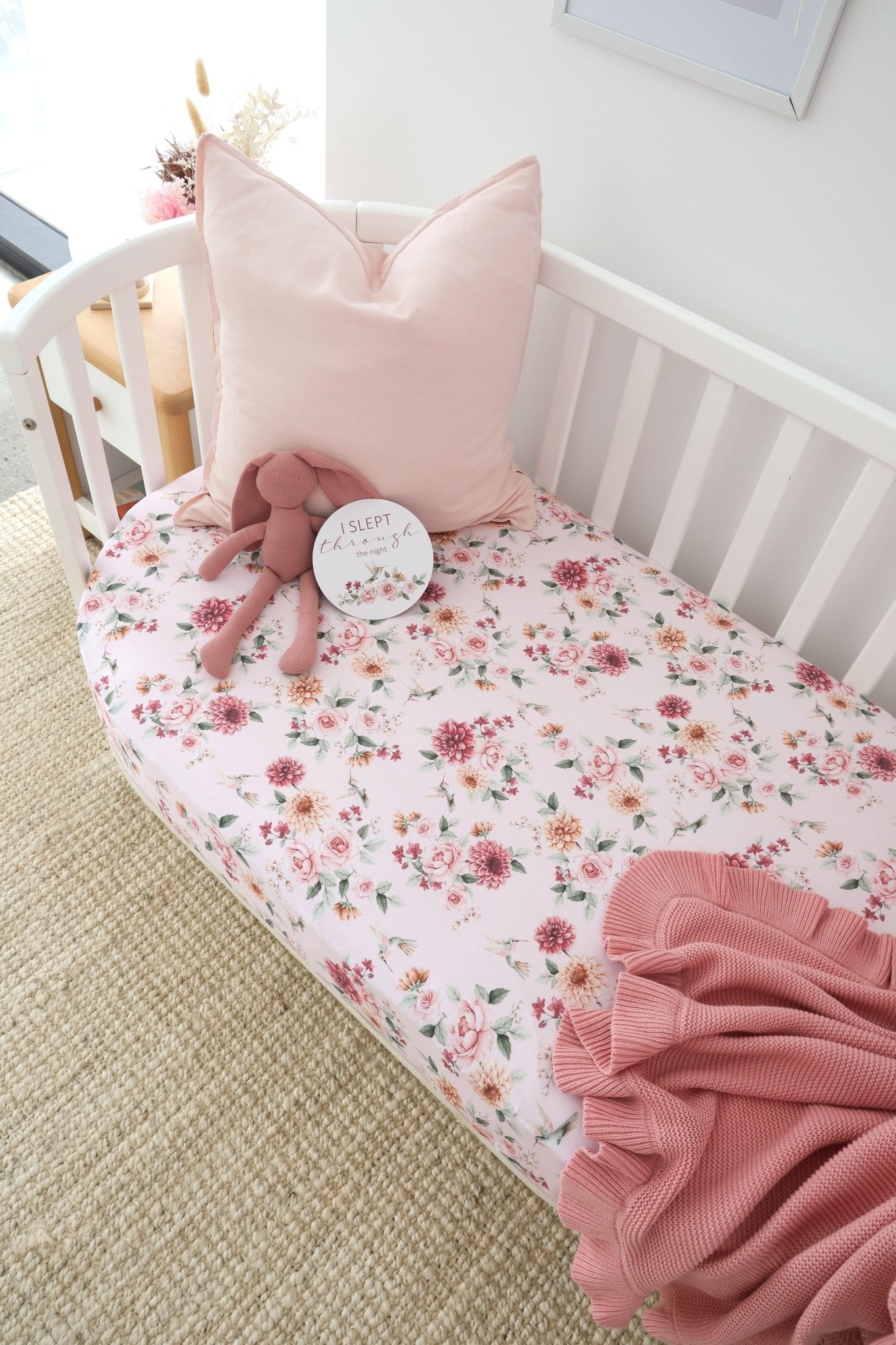 Birds & Blooms Organic Fitted Cot Sheet - BabyBoo Prints