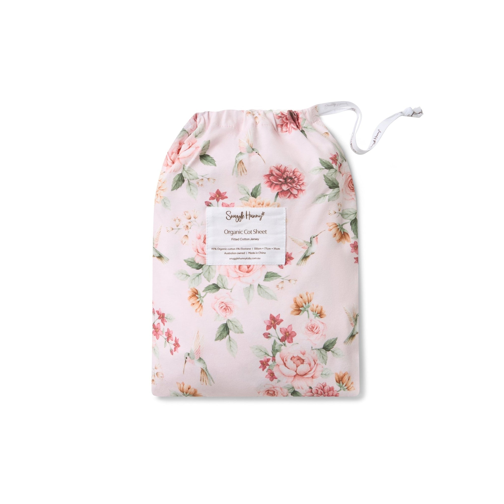 Birds & Blooms Organic Fitted Cot Sheet - BabyBoo Prints