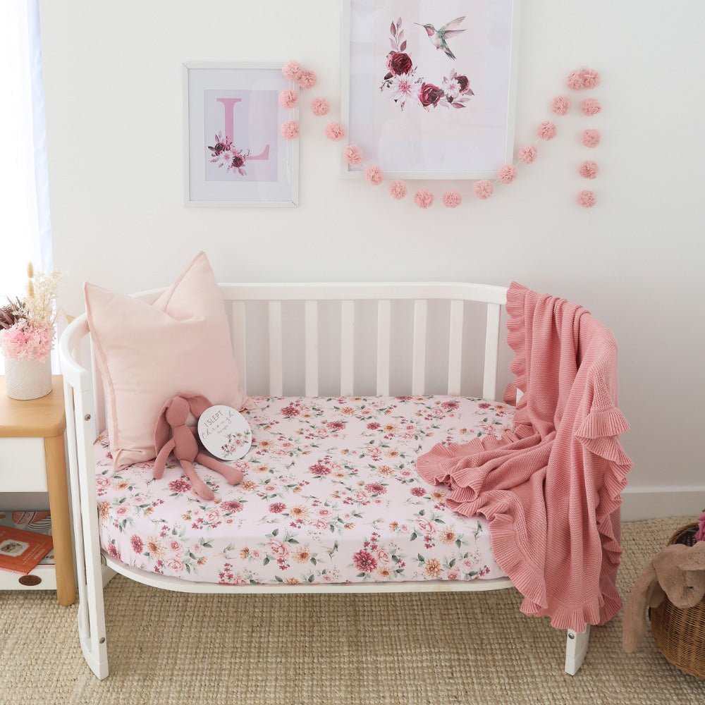 Birds & Blooms Organic Fitted Cot Sheet - BabyBoo Prints