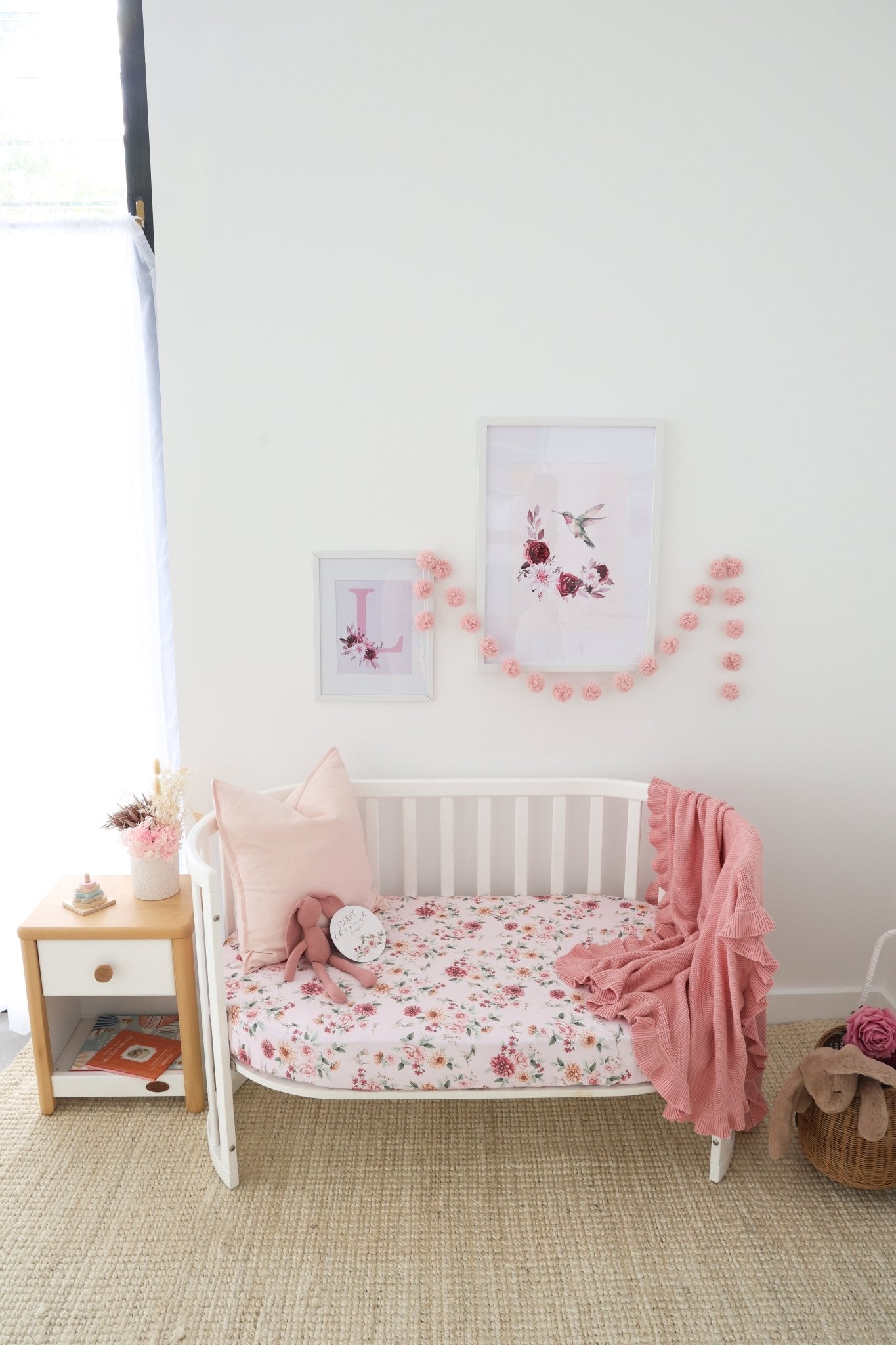 Birds & Blooms Organic Fitted Cot Sheet - BabyBoo Prints