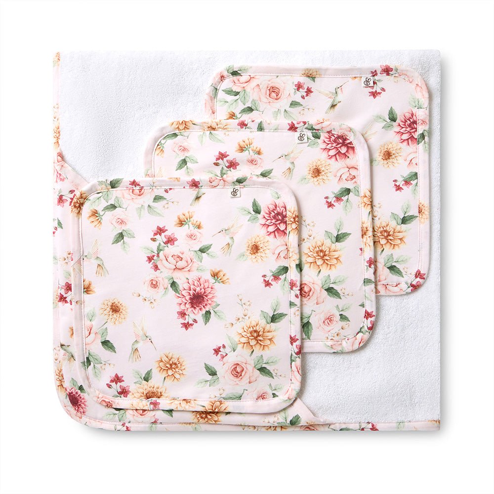 Birds & Blooms Organic Hooded Baby Towel - BabyBoo Prints