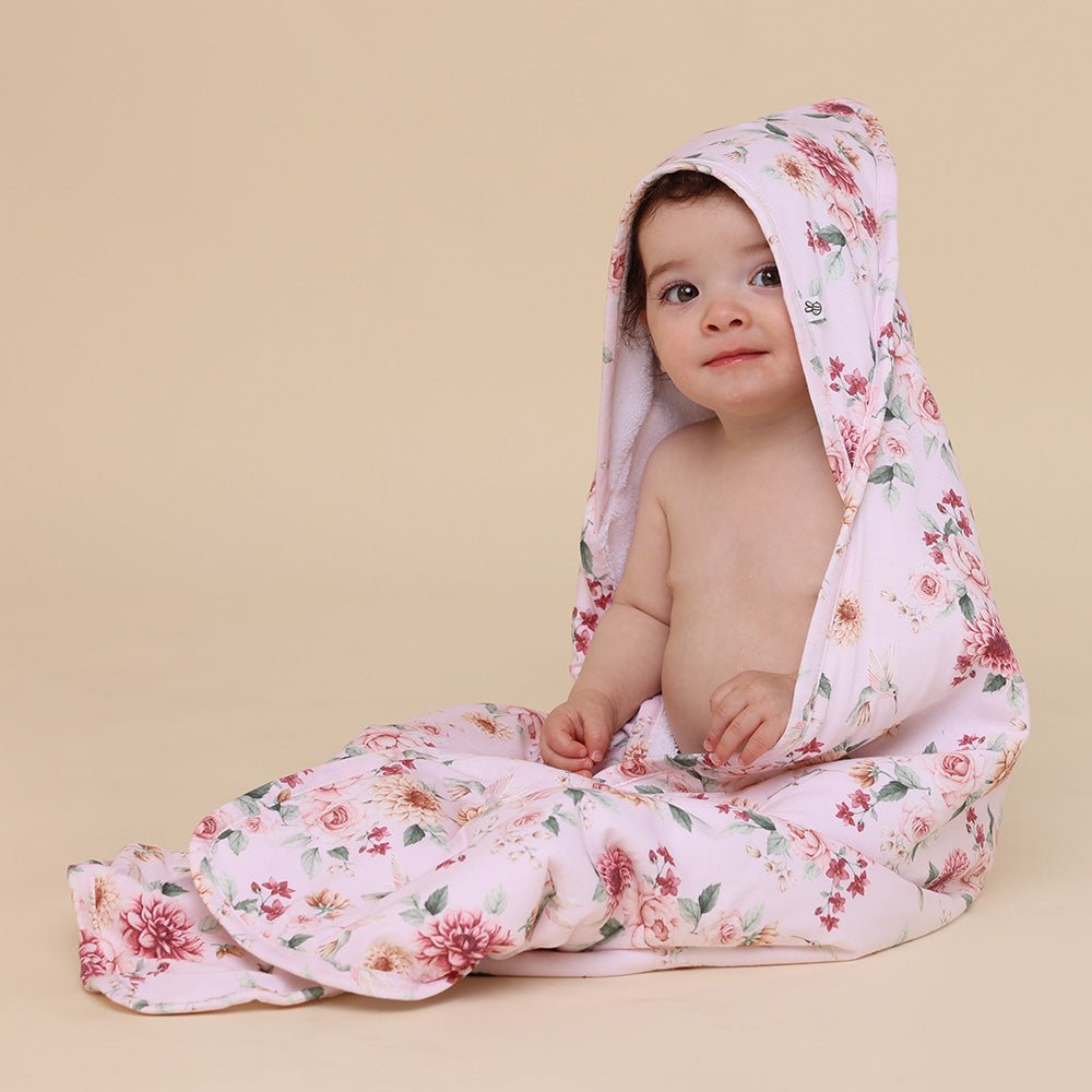 Birds & Blooms Organic Hooded Baby Towel - BabyBoo Prints