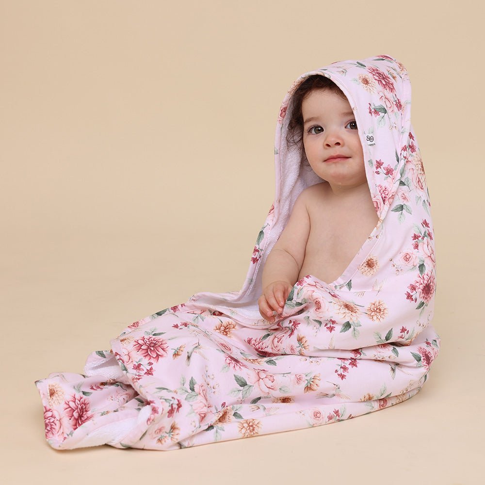 Birds & Blooms Organic Hooded Baby Towel - BabyBoo Prints