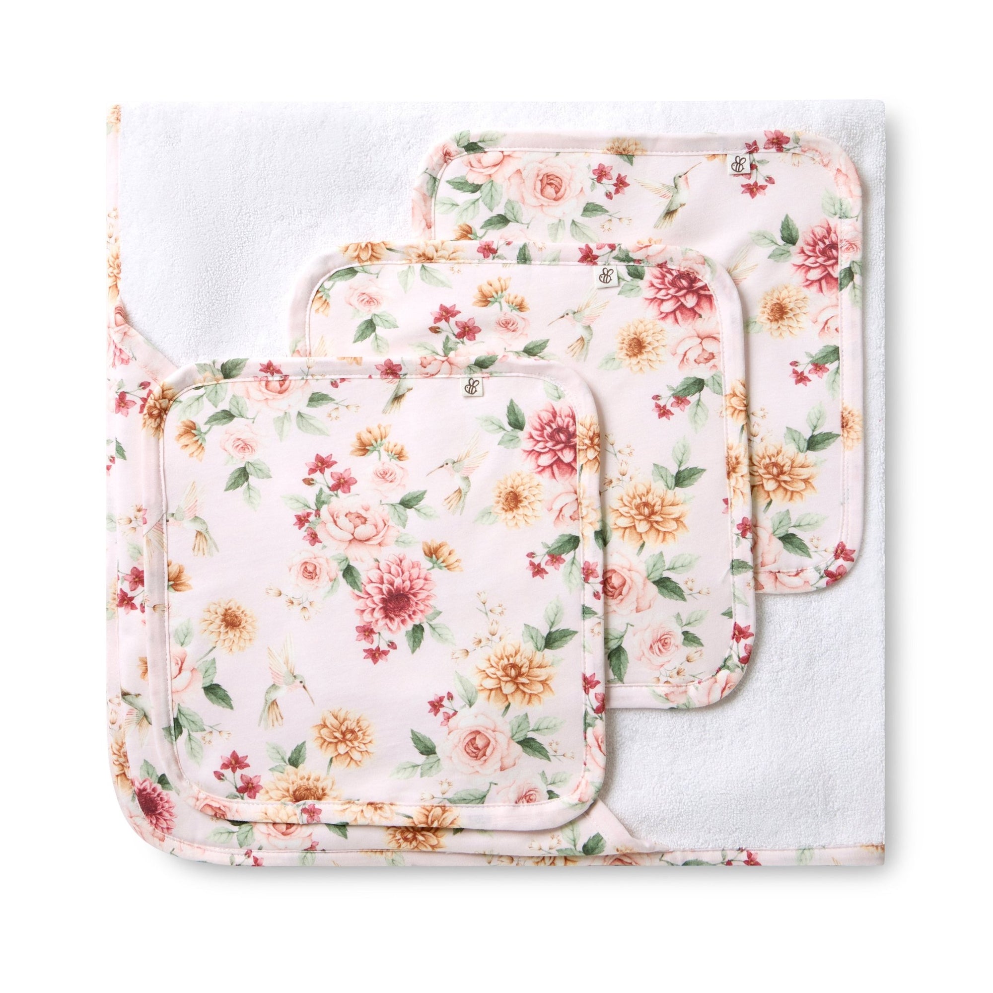 Birds & Blooms Organic Hooded Baby Towel - BabyBoo Prints