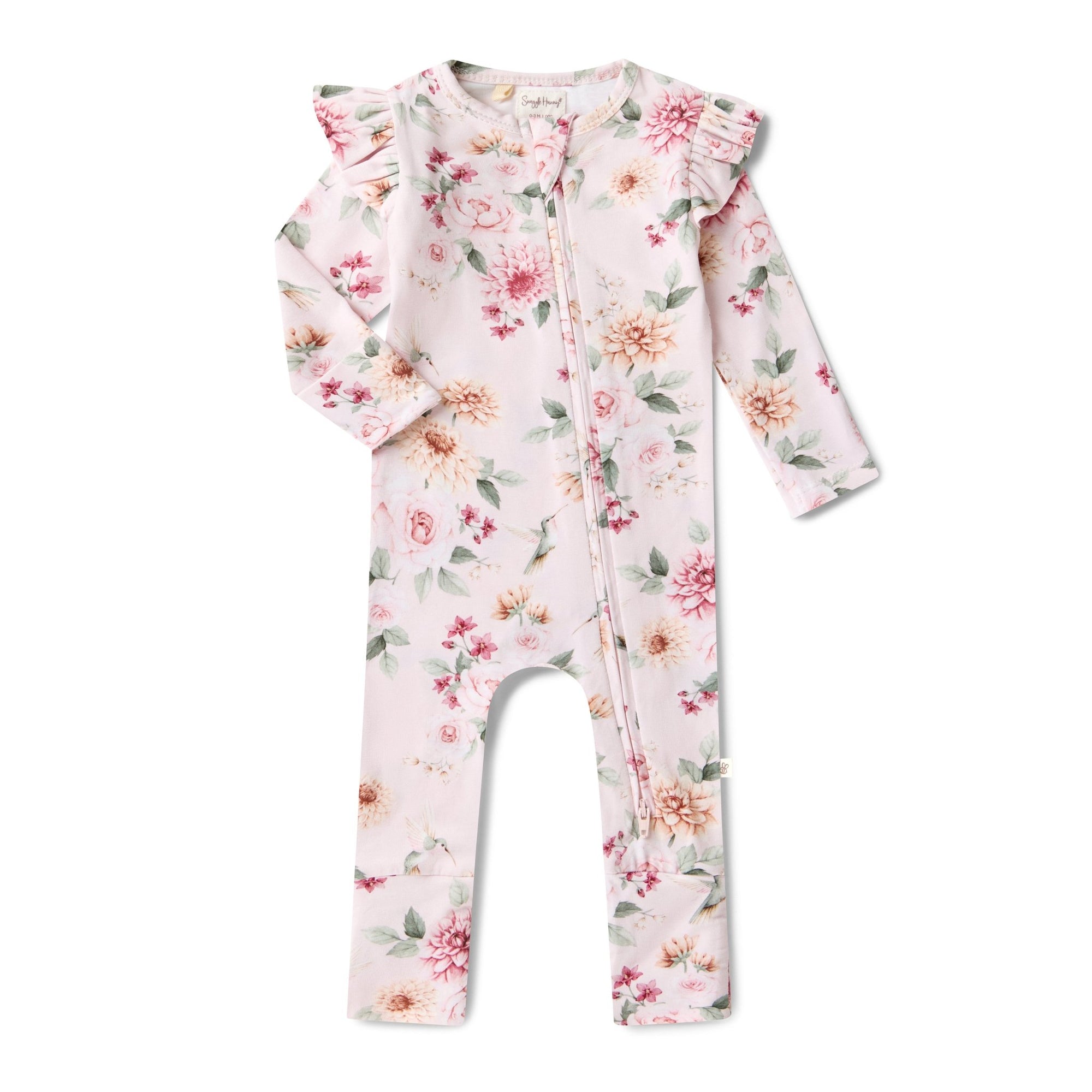 Birds & Blooms Organic Snugglesuit Convertible Romper with Frill - BabyBoo Prints