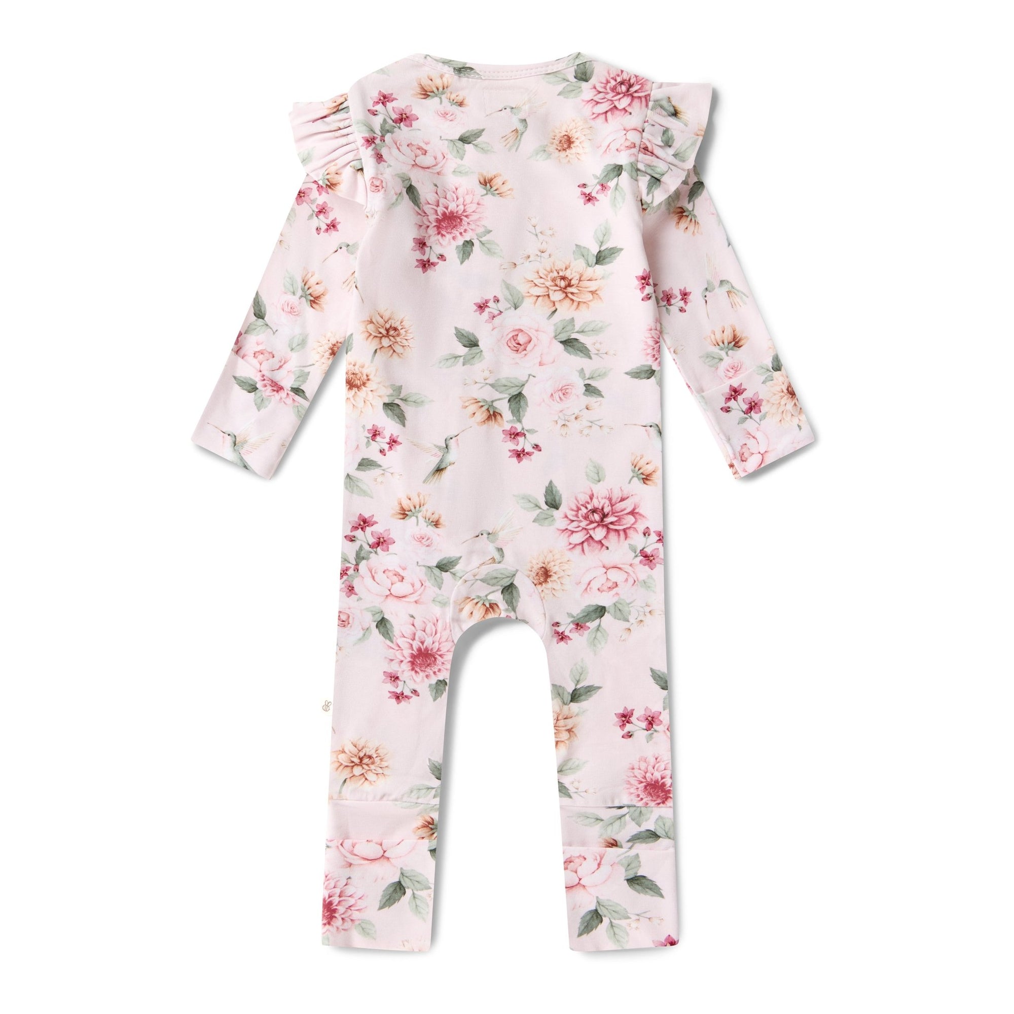 Birds & Blooms Organic Snugglesuit Convertible Romper with Frill - BabyBoo Prints