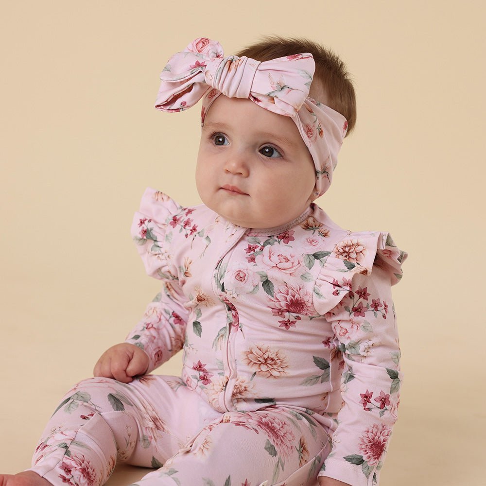 Birds & Blooms Organic Snugglesuit Convertible Romper with Frill - BabyBoo Prints