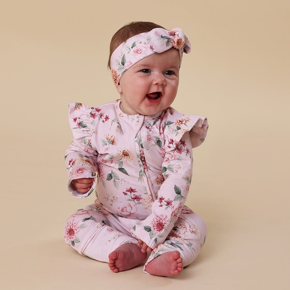 Birds & Blooms Organic Snugglesuit Convertible Romper with Frill - BabyBoo Prints