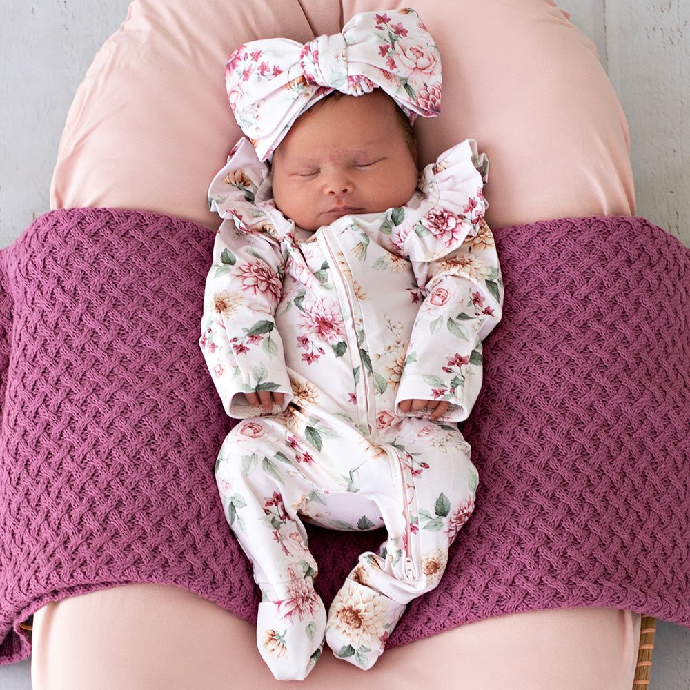 Birds & Blooms Organic Snugglesuit Convertible Romper with Frill - BabyBoo Prints