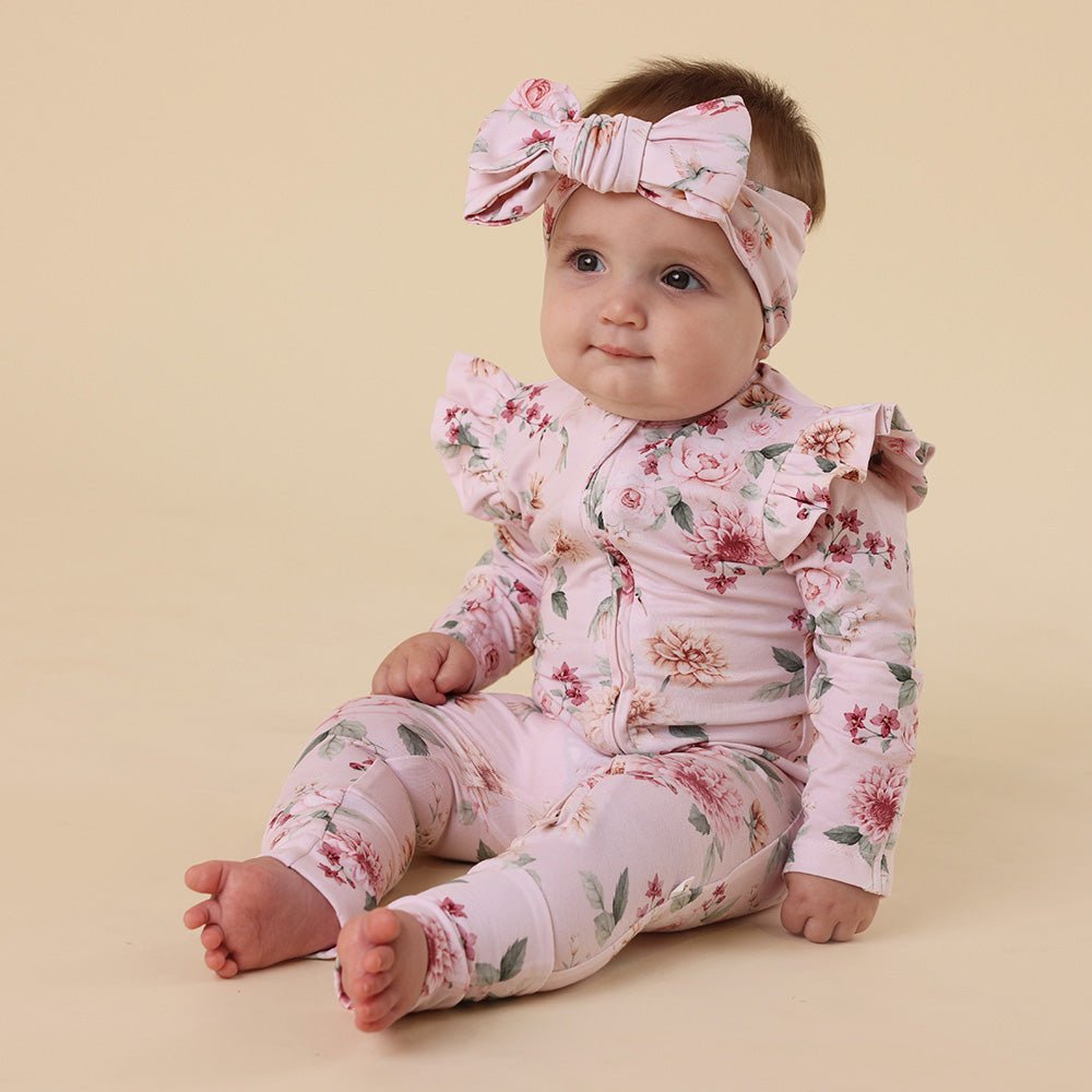 Birds & Blooms Organic Snugglesuit Convertible Romper with Frill - BabyBoo Prints