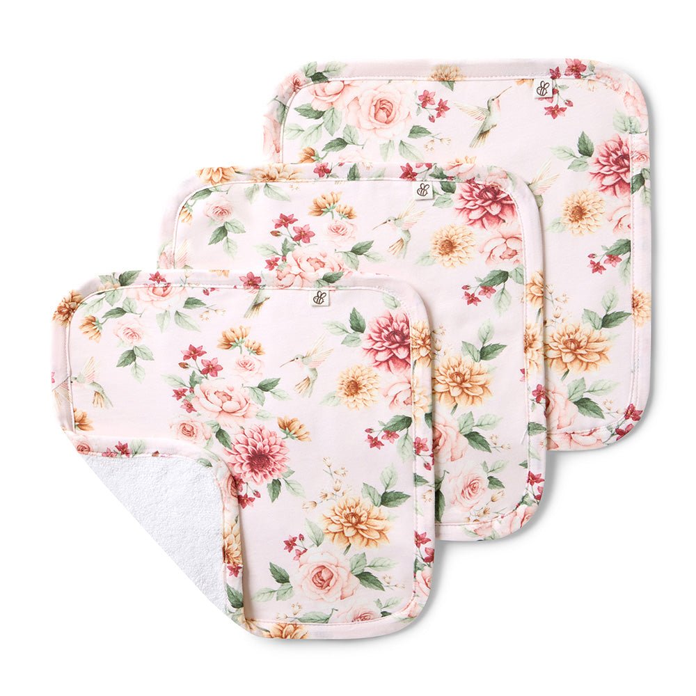 Birds & Blooms Organic Wash Cloths - 3 Pack - BabyBoo Prints