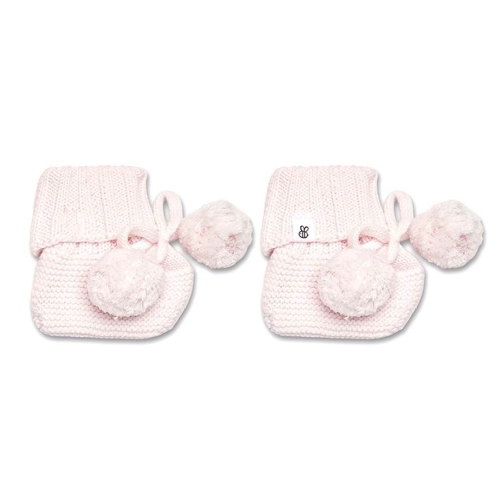 Blush Pink Organic Cotton Knit Booties - BabyBoo Prints