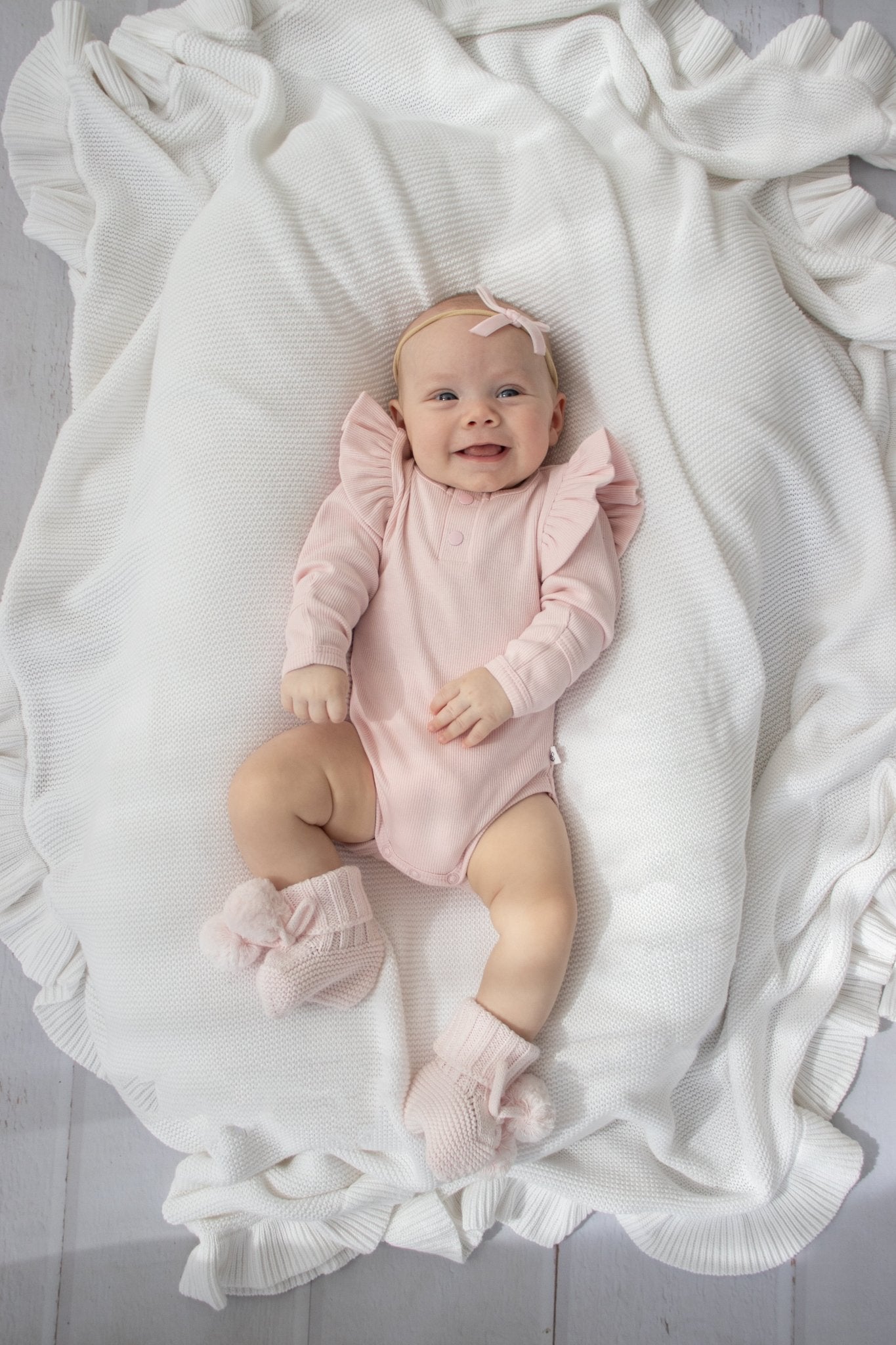 Blush Pink Organic Cotton Knit Booties - BabyBoo Prints