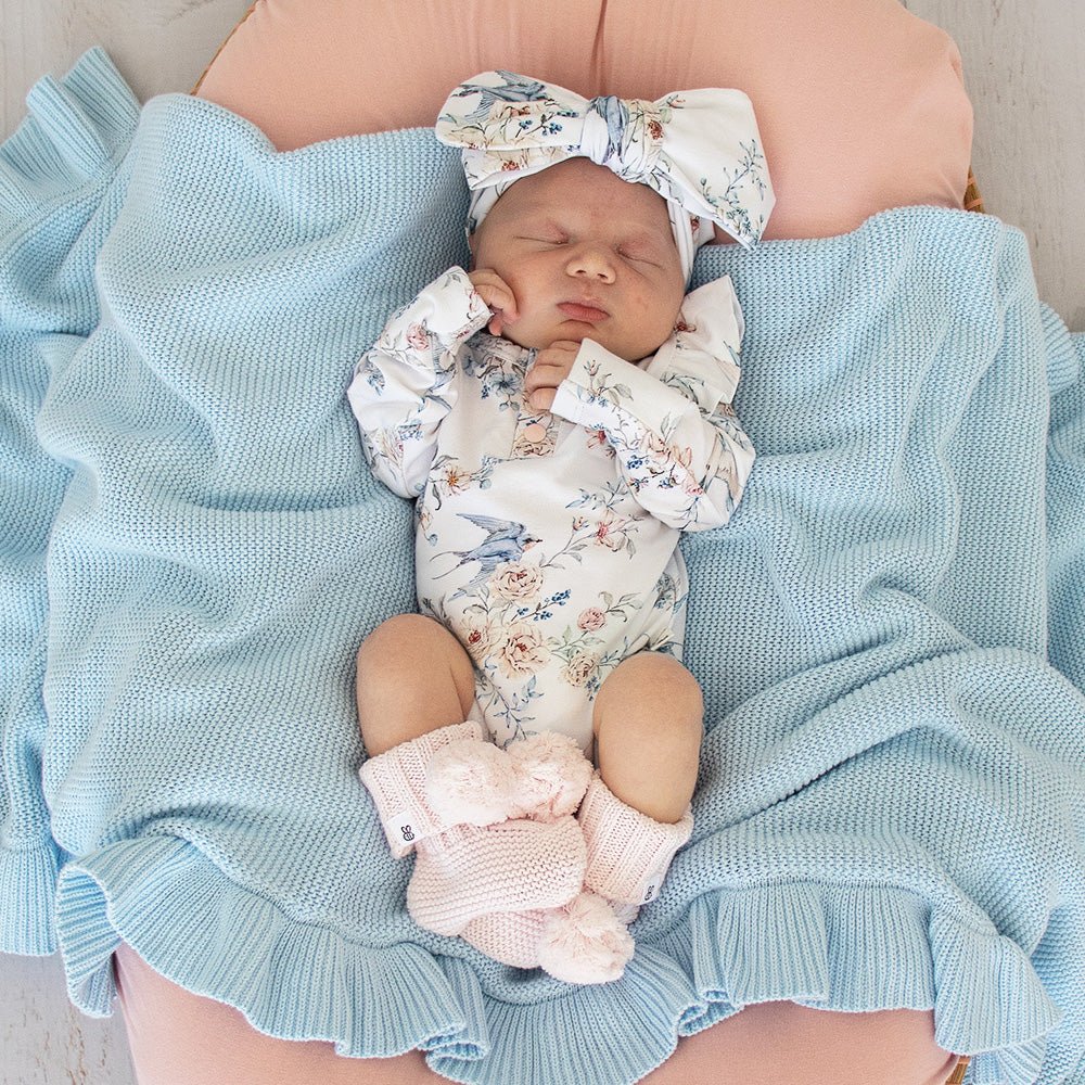 Blush Pink Organic Cotton Knit Booties - BabyBoo Prints