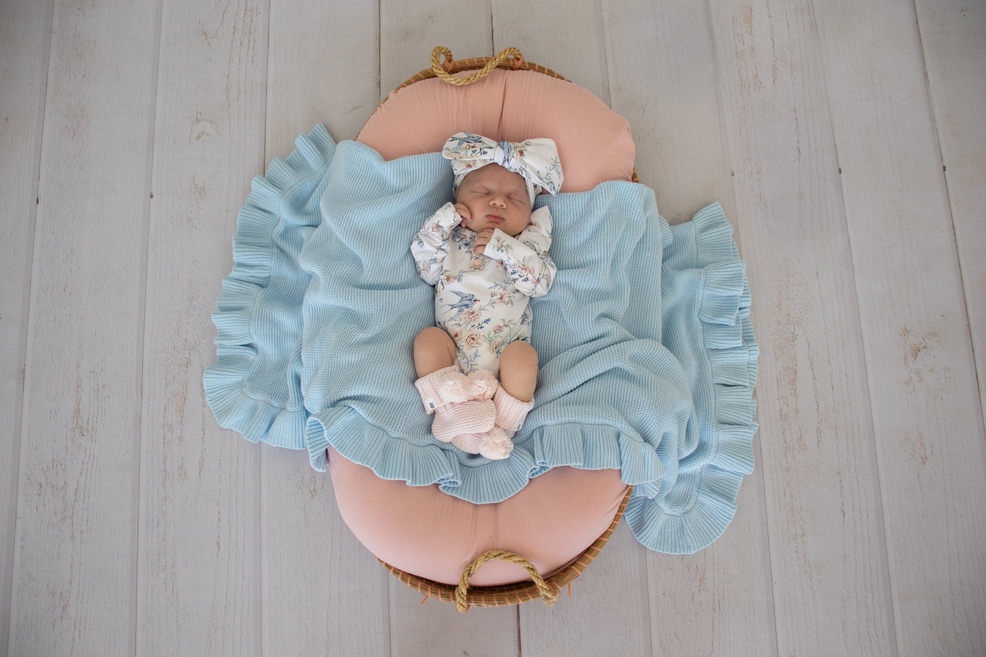 Blush Pink Organic Cotton Knit Booties - BabyBoo Prints