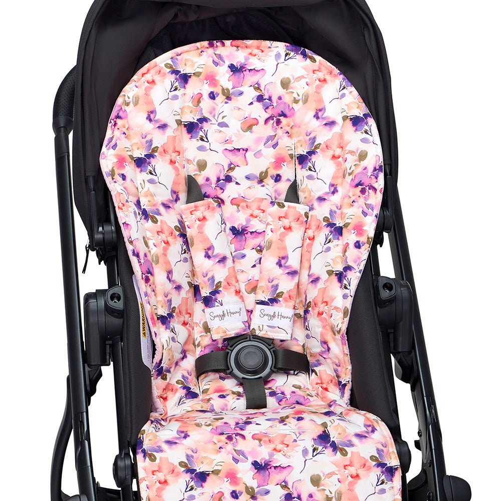 Blushing Beauty universal reversible pram strap covers by BabyBoo Prints