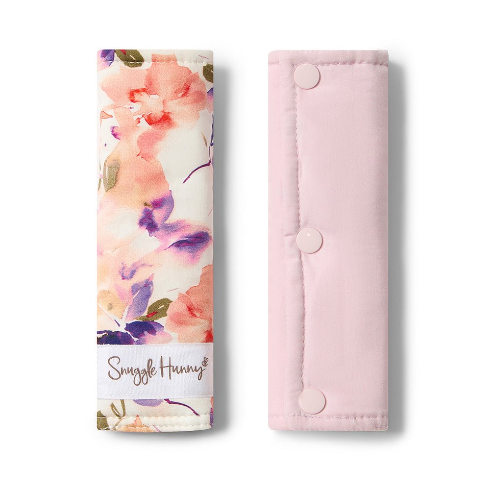 Blushing Beauty universal reversible pram strap covers by BabyBoo Prints