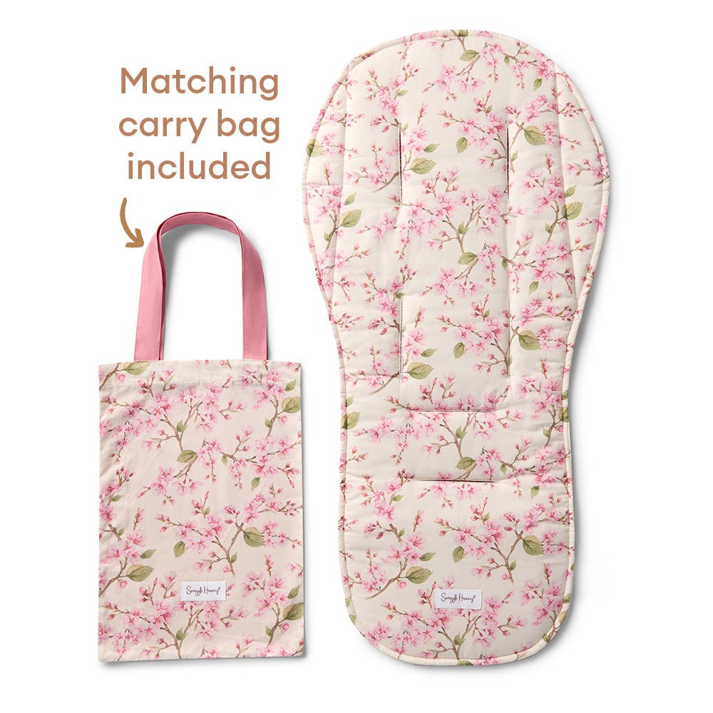 Cherry Blossom pram liner and strap cover set by BabyBoo Prints