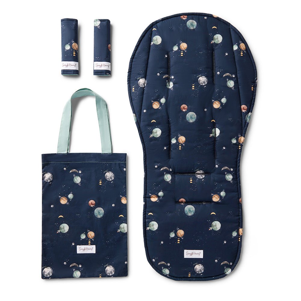 Milky Way pram liner and strap cover set by BabyBoo Prints