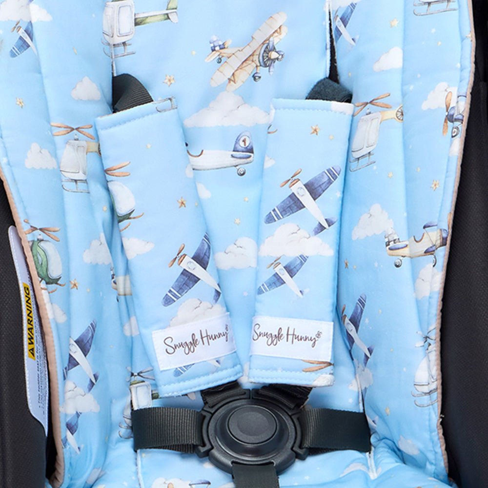 Taking Flight pram liner and strap cover set by BabyBoo Prints