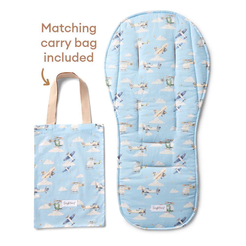 Taking Flight pram liner and strap cover set by BabyBoo Prints