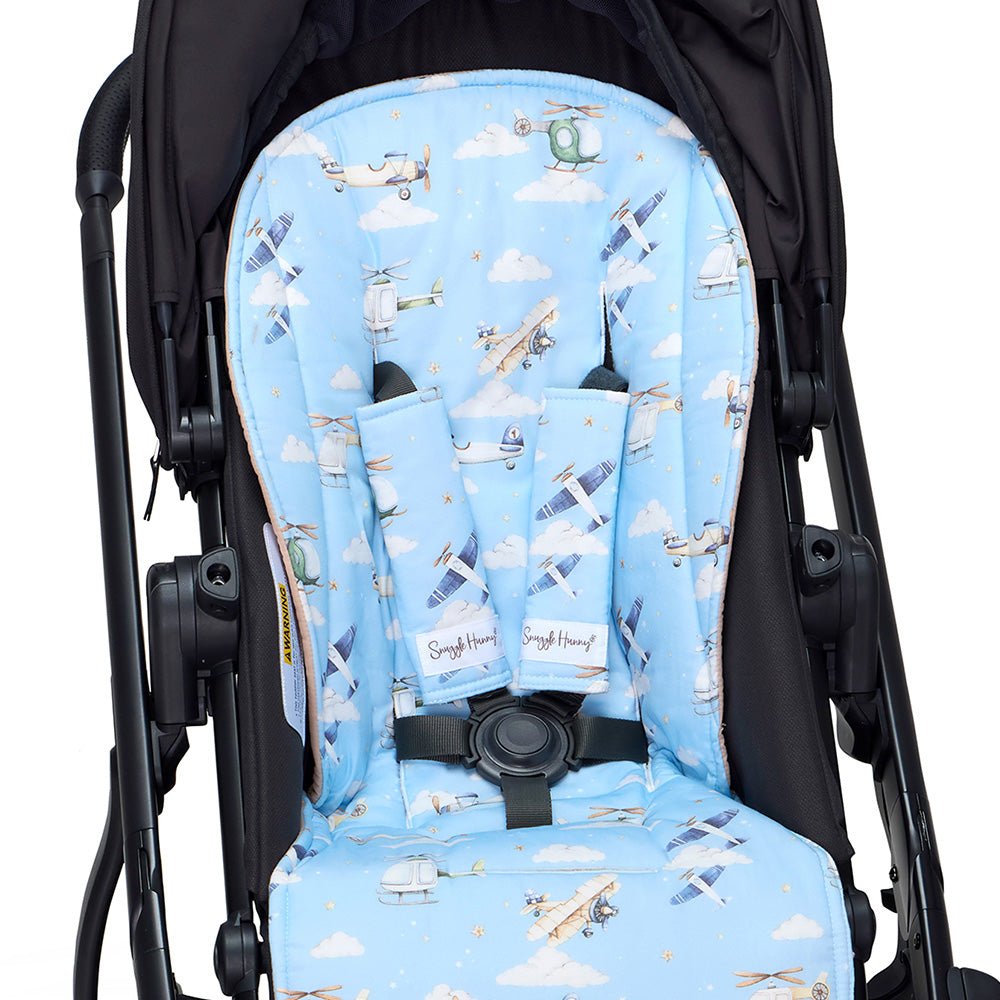 Taking Flight pram liner and strap cover set by BabyBoo Prints