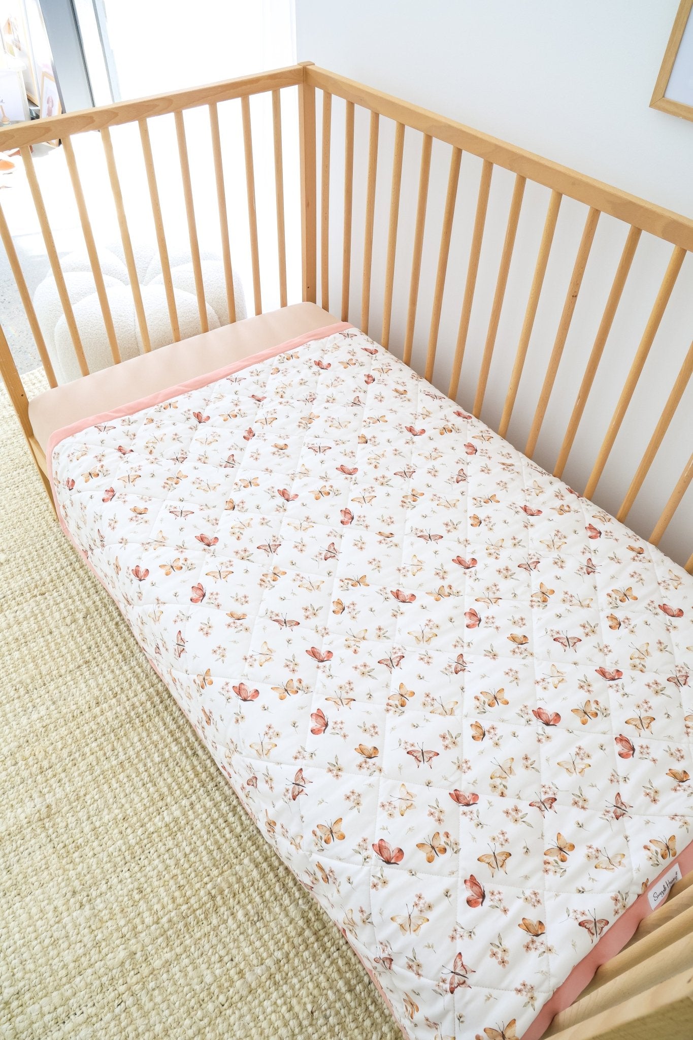 Butterfly organic cotton cot comforter by BabyBoo Prints