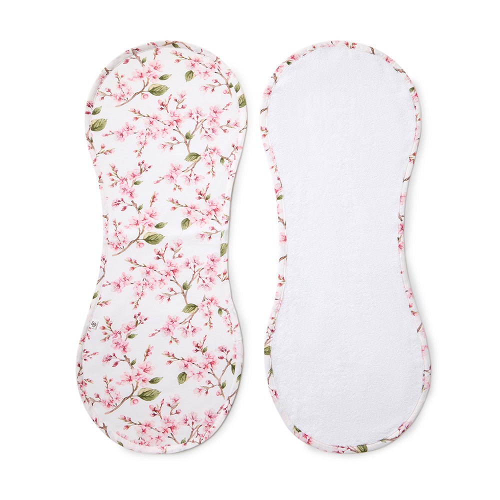 Cherry Blossom organic cotton burp cloth by BabyBoo Prints