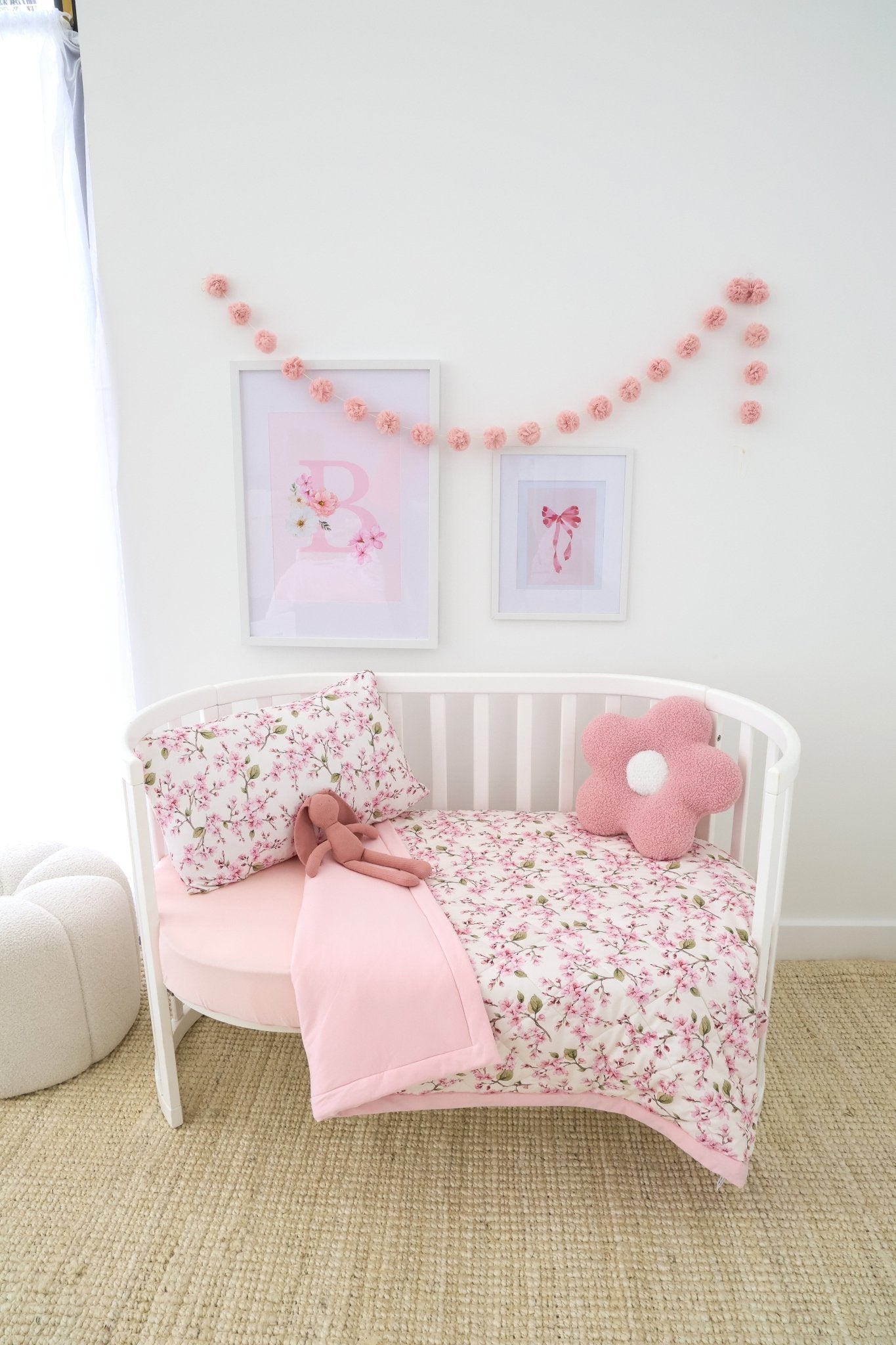 Cherry Blossom organic cotton cot comforter by BabyBoo Prints