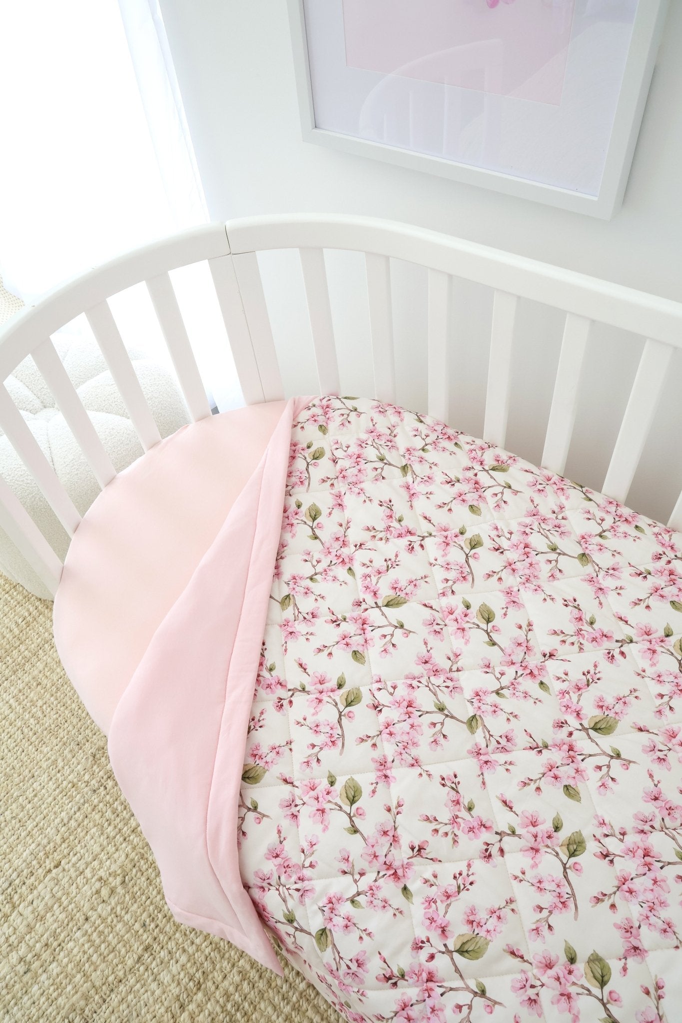 Cherry Blossom organic cotton cot comforter by BabyBoo Prints