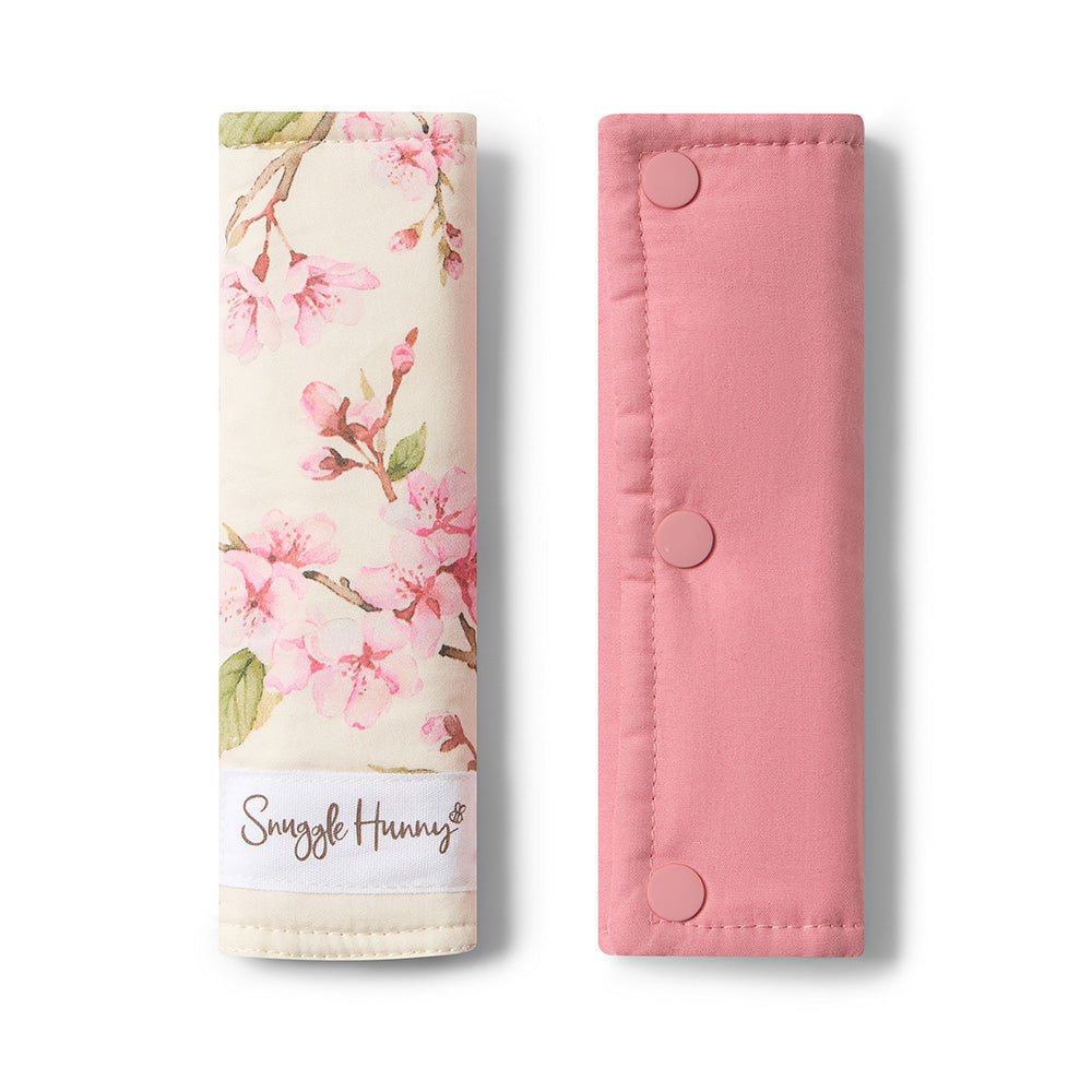 Cherry Blossom universal reversible pram strap covers by BabyBoo Prints